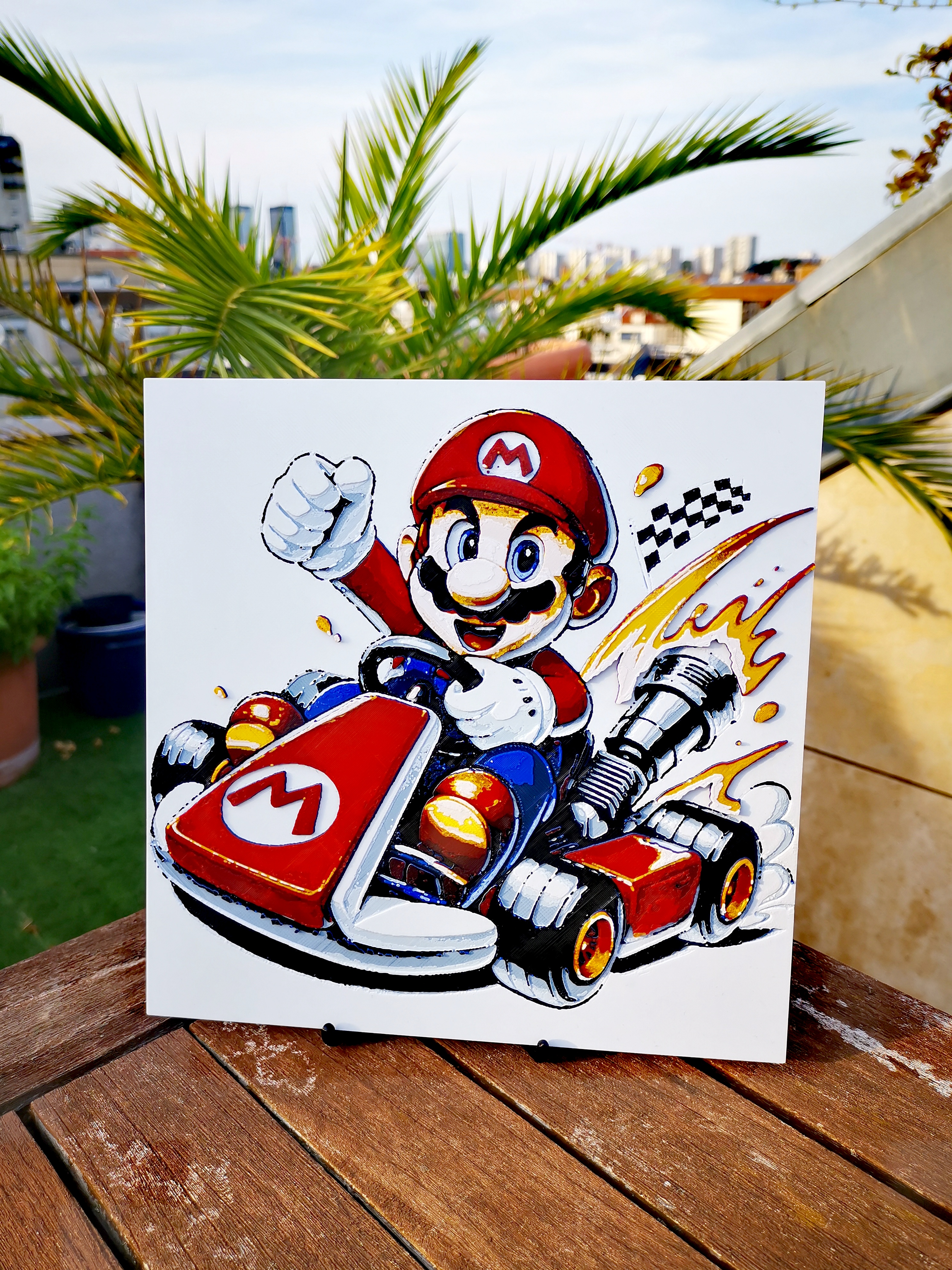 Gravure de Mario en kart