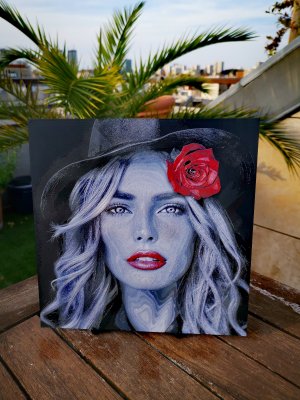 Gravure Femme à la rose