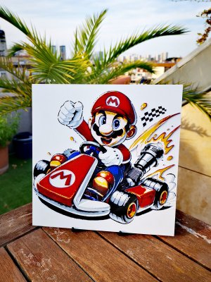 Gravure de Mario en kart