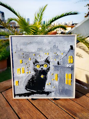Gravure Chat sur le toit