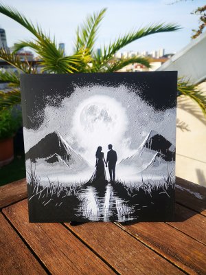 Gravure Couple de Lune