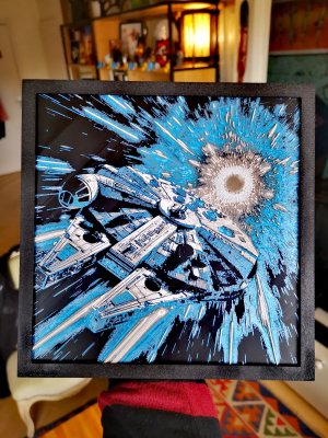 Gravure Faucon Millenium en hyper espace