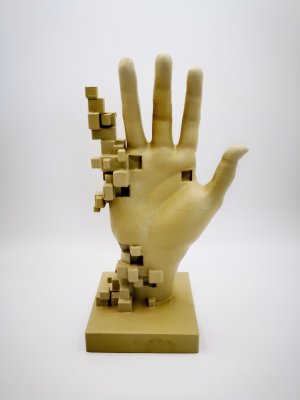 Sculpture de main pixélisée